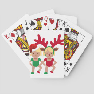 Baraja De Cartas emoji de gemelos navidades santa