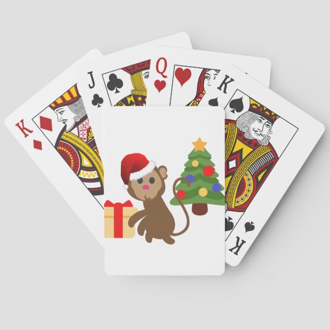 Baraja De Cartas emoji de monos santa claus (Reverso)