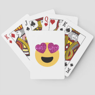 Baraja De Cartas emoji del ojo del corazón purpurina