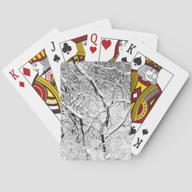 Baraja De Cartas en casa con nieve (Reverso)