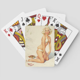 Baraja De Cartas En el Chica Beach Retro Pin-up