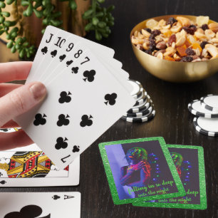 Baraja De Cartas En la bolsa de la noche (fondo verde)