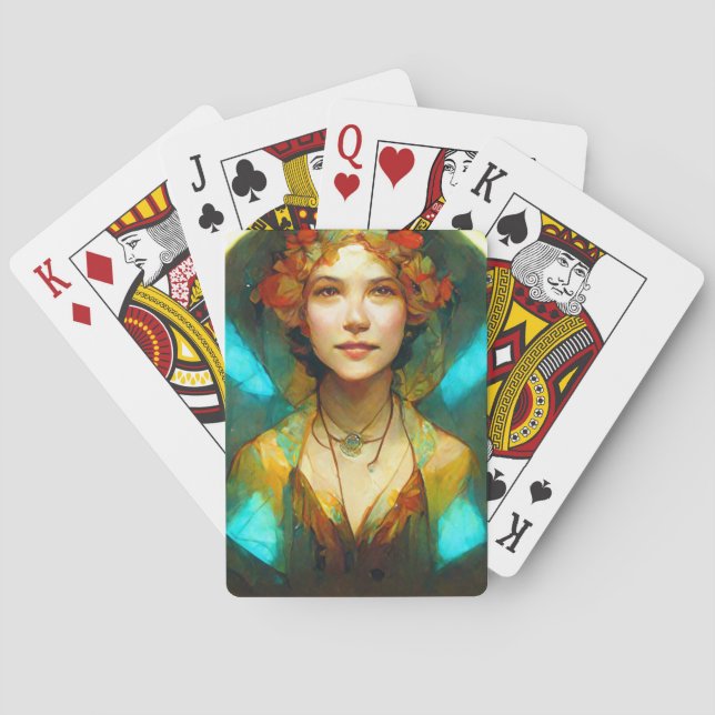 Baraja De Cartas En La Fantasía Art Nouveau Ligera (Reverso)