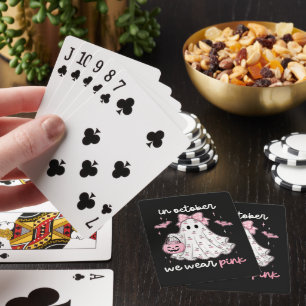 Baraja De Cartas en octubre llevamos fantasmas de Halloween de rosa