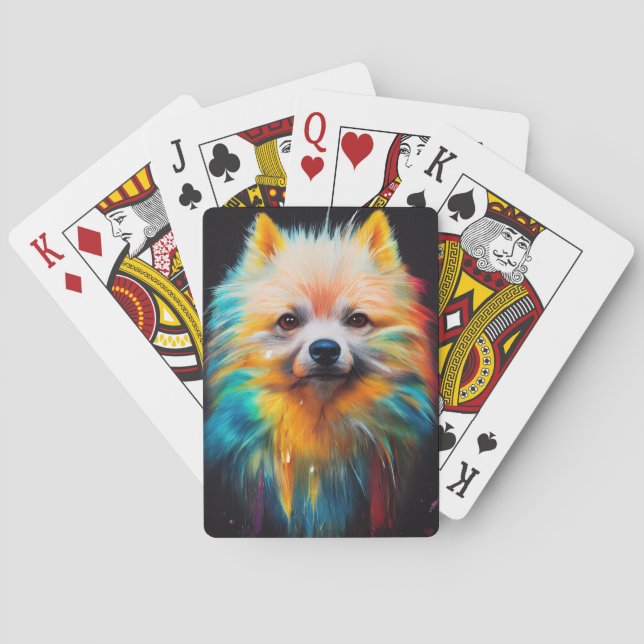 Baraja De Cartas Enano Mascota alemán de perro Spitz animal adorabl (Reverso)
