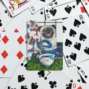 Baraja De Cartas Encantador Pug Juguetón Dragón Japonés