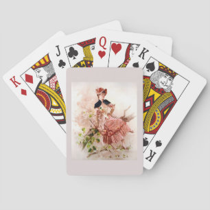 Baraja De Cartas Encantadora Dama Vintage con Vestido Rosa