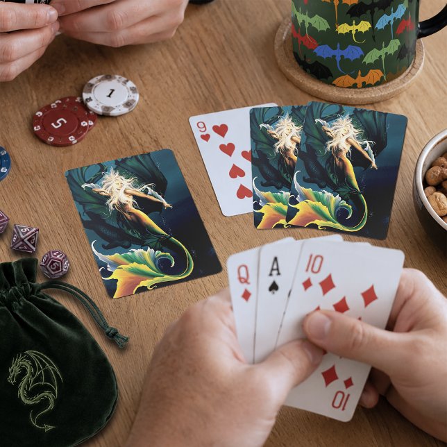 Baraja De Cartas Encantadora Fantasía Azul Sirena Dragón (Subido por el creador)