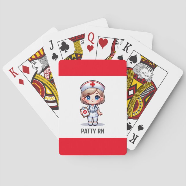 Baraja De Cartas Enfermera manga con Personalizado de ojos azules d (Reverso)