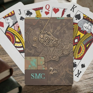 Baraja De Cartas Engranajes de Relojería Steampunk de Bronce Victor
