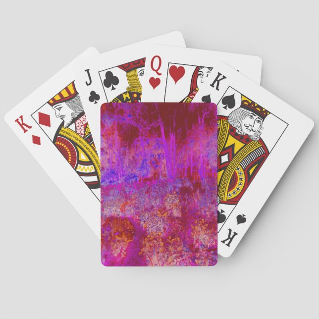 Baraja De Cartas Entorno impresionista Trippy Red y Magenta (Reverso)