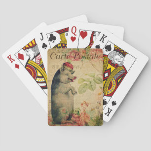 Baraja De Cartas Ephemera Francesa Postcard Pig con corona