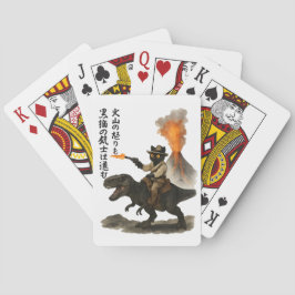 Baraja De Cartas Epic Black Cat Cowboy Riding Dinosaur with Volcano