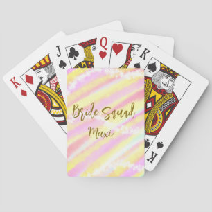 Baraja De Cartas Equipo de novia dorado pastel rosa brillo colorido