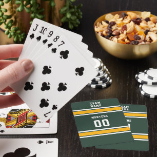 Baraja De Cartas Equipo deportivo Su Nombre Número Oro Verde Blanco