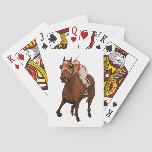 Baraja De Cartas Equitación torcida gana carrera de caballos (Reverso)