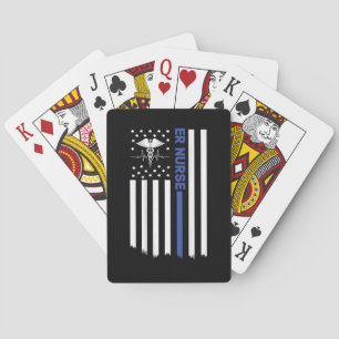 Baraja De Cartas ER Enfermera Enfermería de Bandera Americana Enfer