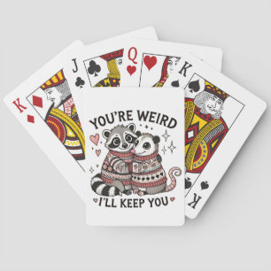 Baraja De Cartas Eres raro y te guardaré Raccoon de San Valentín