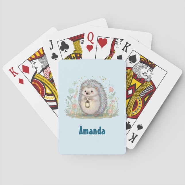 Baraja De Cartas Erizo Adorable con Linterna (Reverso)