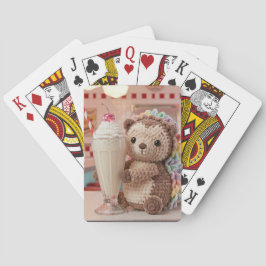 Baraja De Cartas Erizo al crochet y malteada en restaurante retro