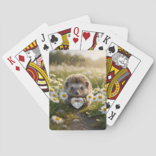 Baraja De Cartas Erizo de abril lindo con corazón de diamante