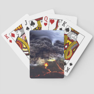 Baraja De Cartas Erupción del volcán en la montaña