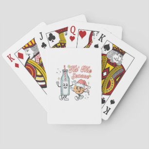 Baraja De Cartas Es La Temporada Retro De Leche Y Galletas De Navid