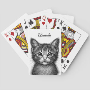 Baraja De Cartas Esbozo adorable de Gato Joven Personal