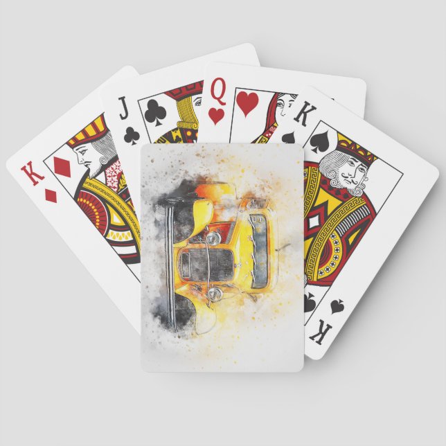 Baraja De Cartas Esbozo clásico de acuarela para automóviles (Reverso)