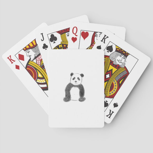 Baraja De Cartas Esbozo de panda blanco y negro (Reverso)