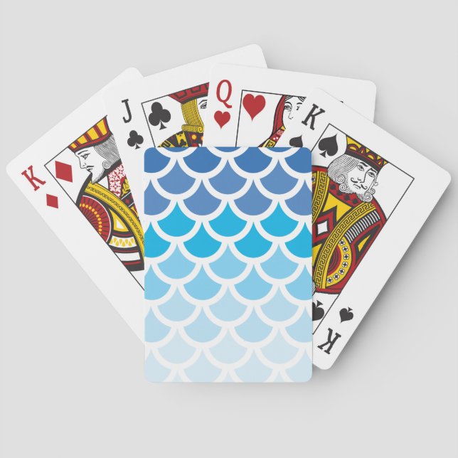 Baraja De Cartas Escalas de sirenas de ocmbre azul (Reverso)