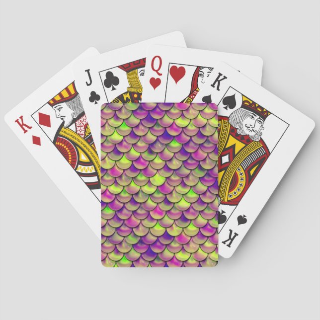Baraja De Cartas Escalas moradas y verdes (Reverso)