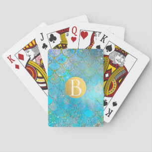 Baraja De Cartas Escamas de Sirena con Brillo Azul Iridescente Prec