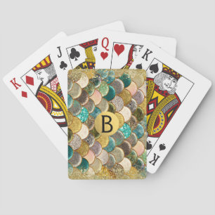 Baraja De Cartas Escamas de Sirena Multicolor Brillo Glam Moda