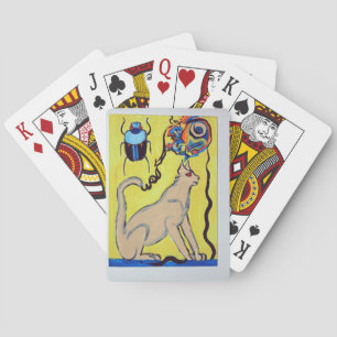 Baraja De Cartas escarabajo abstracto del gato egipcio y del