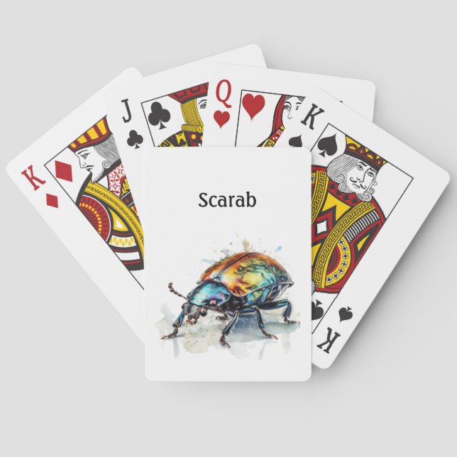 Baraja De Cartas escarabajo de escarabajos de resplandor metálico,  (Reverso)