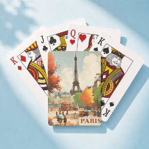 Baraja De Cartas Escena callejera vintage de la Torre Eiffel de Par