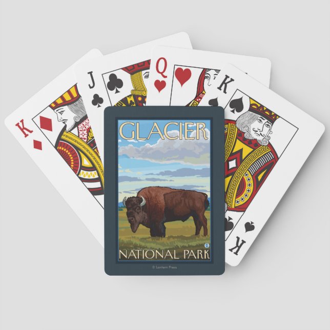 Baraja De Cartas Escena de Bison - Parque Nacional Glacier, MT (Reverso)
