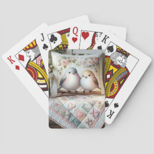 Baraja De Cartas Escena de colcha floral de tórtolas Cottagecore