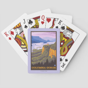 Baraja De Cartas Escena de la garganta del río Columbia con el