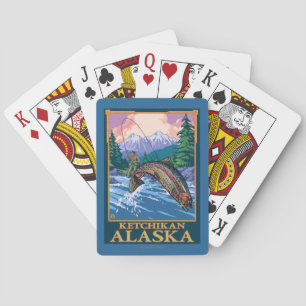 Baraja De Cartas Escena de la pesca con mosca - Ketchikan, Alaska
