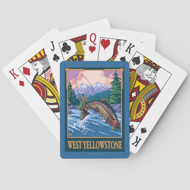 Baraja De Cartas Escena de la pesca con mosca - Yellowstone del (Reverso)
