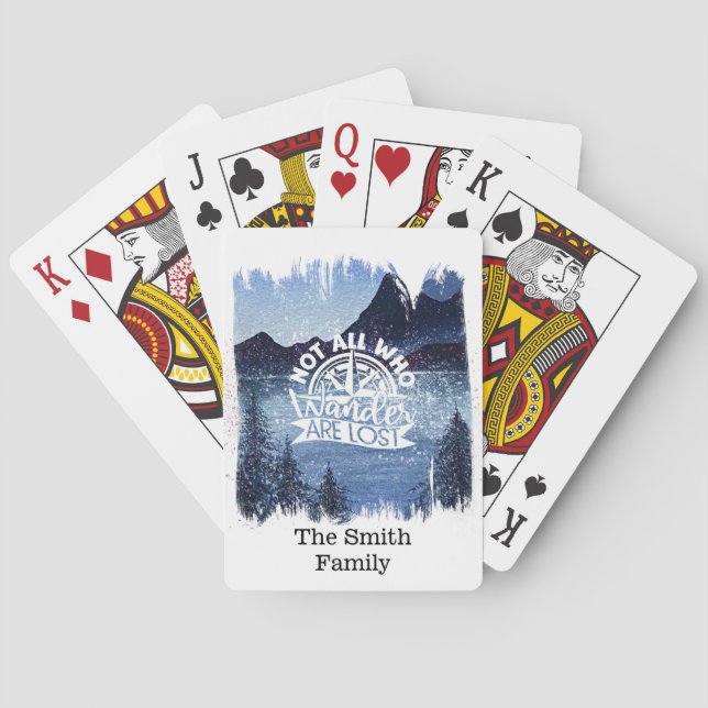 Baraja De Cartas Escena de montaña con nombre de familia (Reverso)