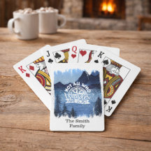 Escena de montaña con nombre de familia