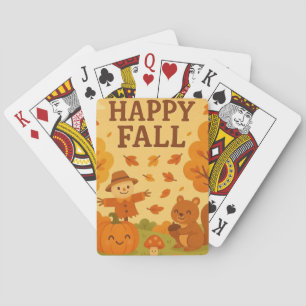 Baraja De Cartas Escena de otoño con calabaza y ardilla
