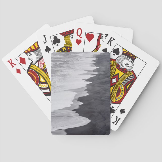 Baraja De Cartas Escena de playa en blanco y negro (Reverso)