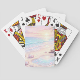 BARAJA DE CARTAS ESCENA DE PLAYA VERANIEGA DE COLOR ROSA Y AZUL PAS