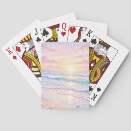 BARAJA DE CARTAS ESCENA DE PLAYA VERANIEGA DE COLOR ROSA Y AZUL PAS