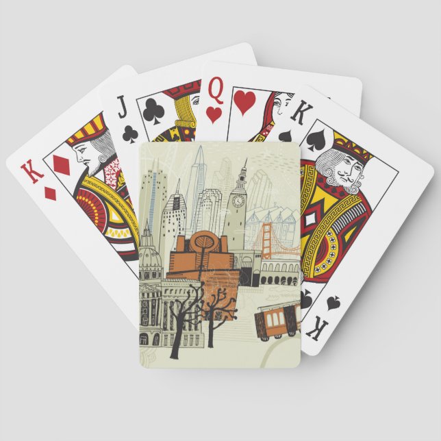 Baraja De Cartas Escena de San Francisco del Doodle (Reverso)