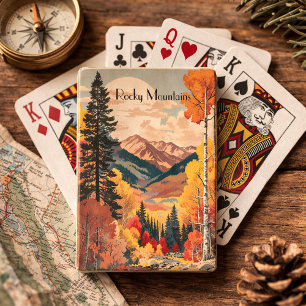 Baraja De Cartas Escena de viaje vintage del Parque Nacional Rocky